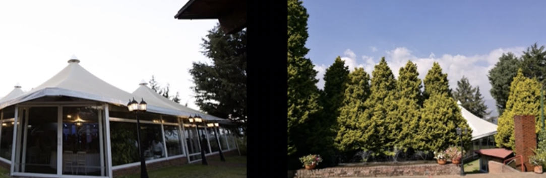Jardín Cedros, jardín con carpas blancas y cedros en Cuajimalpa
